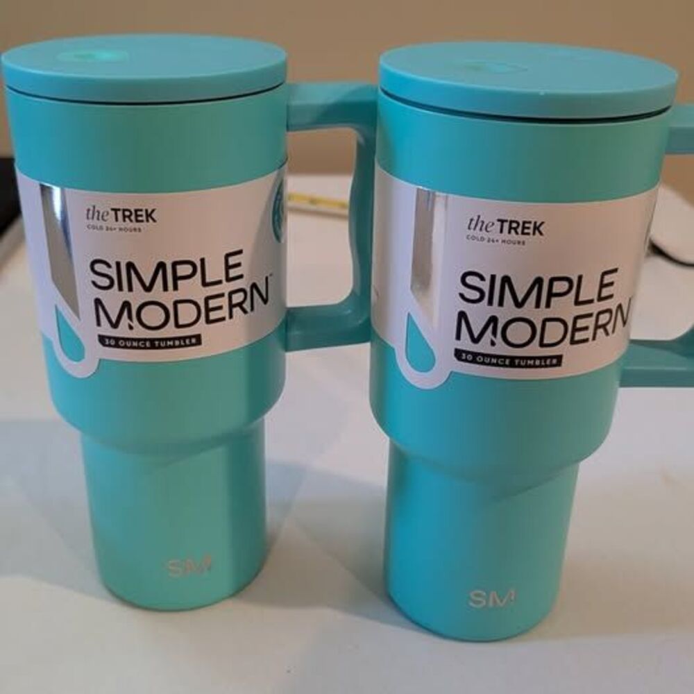 2 Pack Simple Modern Trek Tumbler 30 oz Teal Turquoise Insulated Mug Set NWT